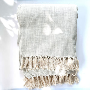 Hand Woven Cream Bed Cover