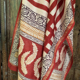 Cotton silk hand block printed wrap