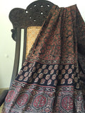 Ajrakh Natural Dyed Hand Block Printed Shawl
