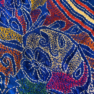 Kantha hand embroidered silk shawl