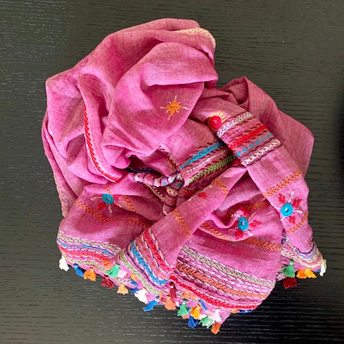 Hand Embroidered Cotton Shawl